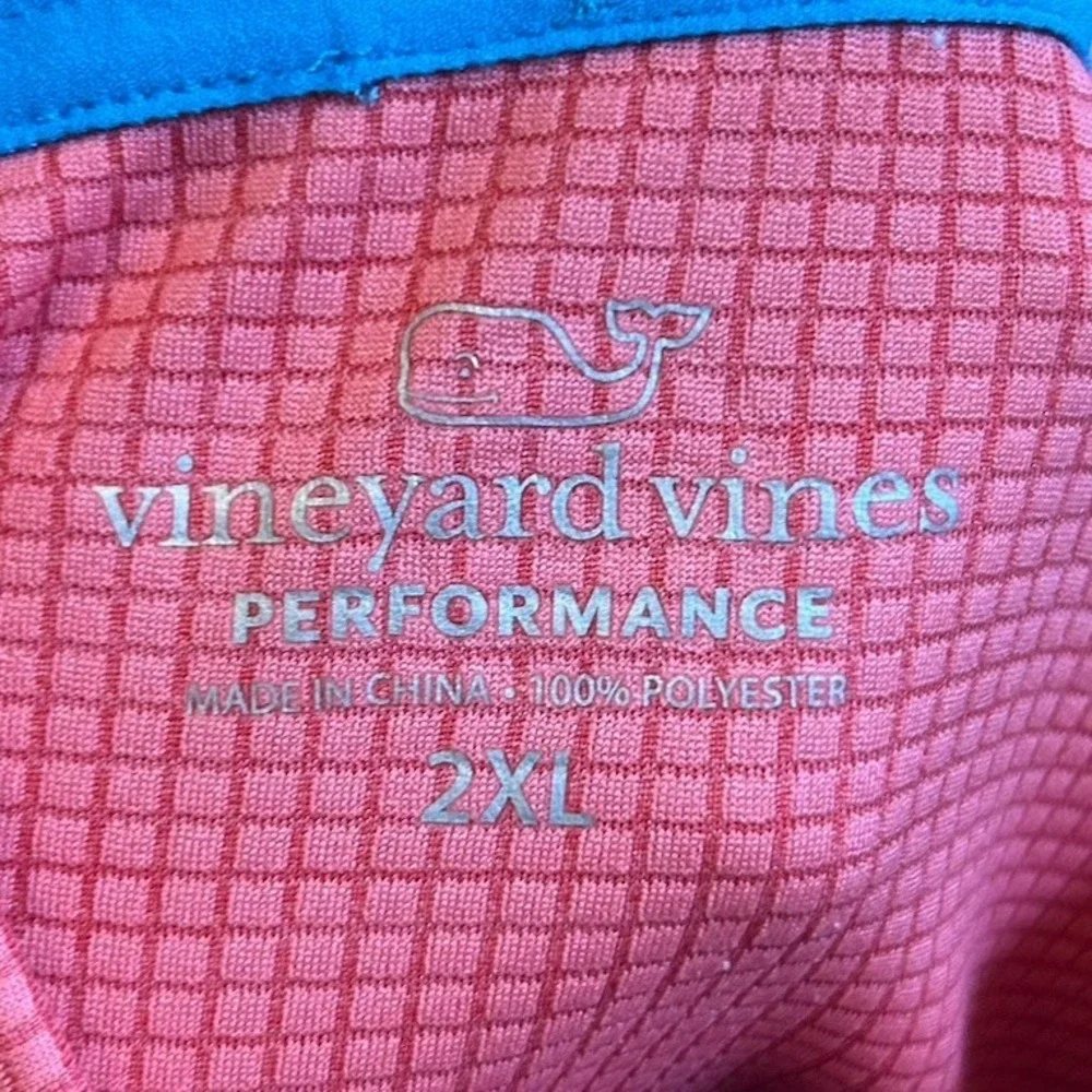 Vineyard Vines Performance Men 2XL Long Sleeve Quarter 1/4 Zip Pullover Pink Red